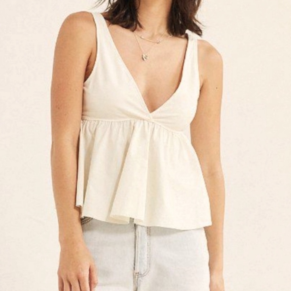 Urban Outfitters Cream Peplum Top Size S
